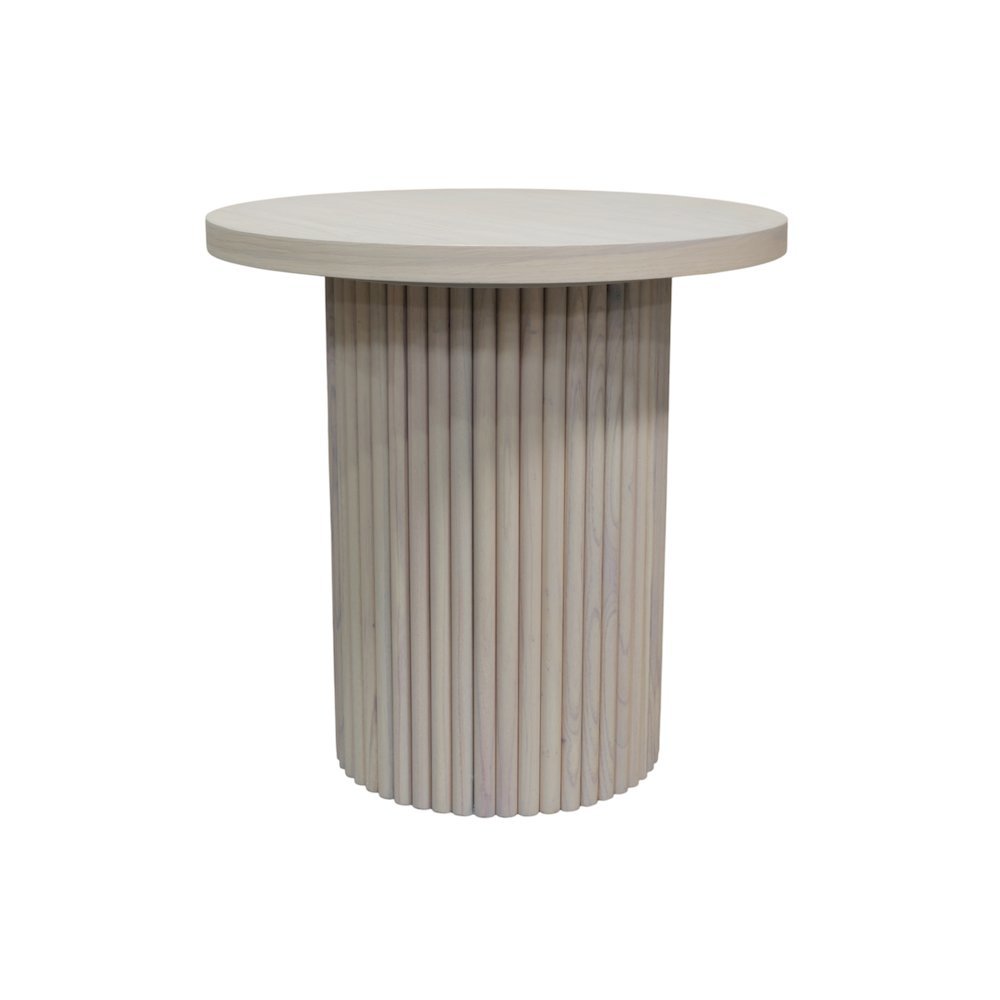 White Wash Round End Table with Modern Design and Sturdy Construction. Picture 1