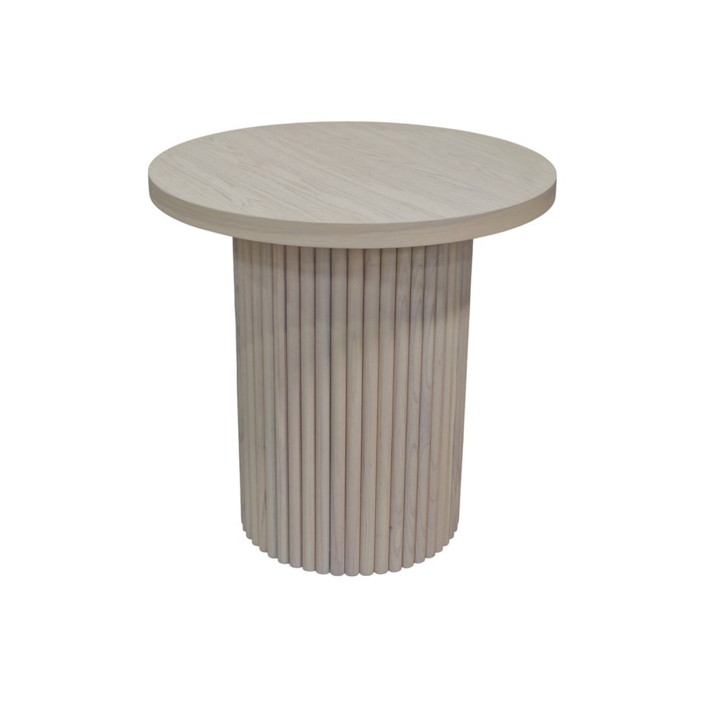 White Wash Round End Table with Modern Design and Sturdy Construction. Picture 4