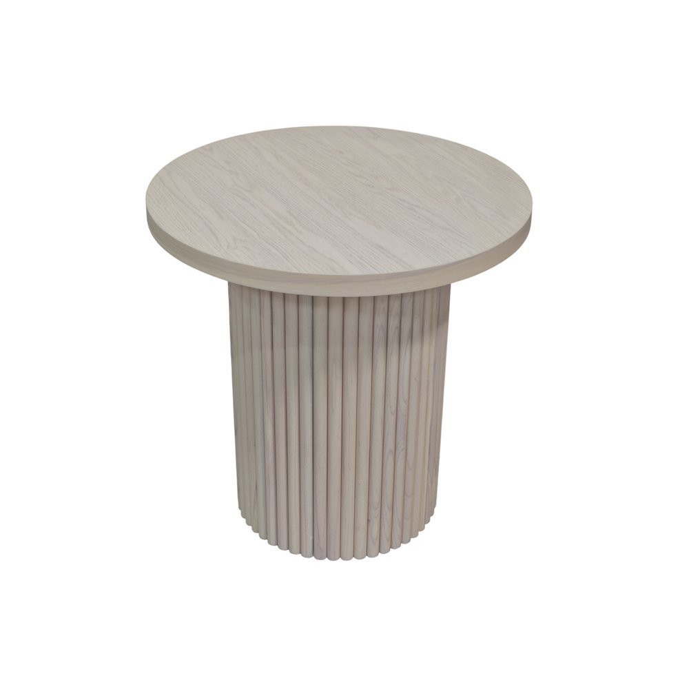 White Wash Round End Table with Modern Design and Sturdy Construction. Picture 5