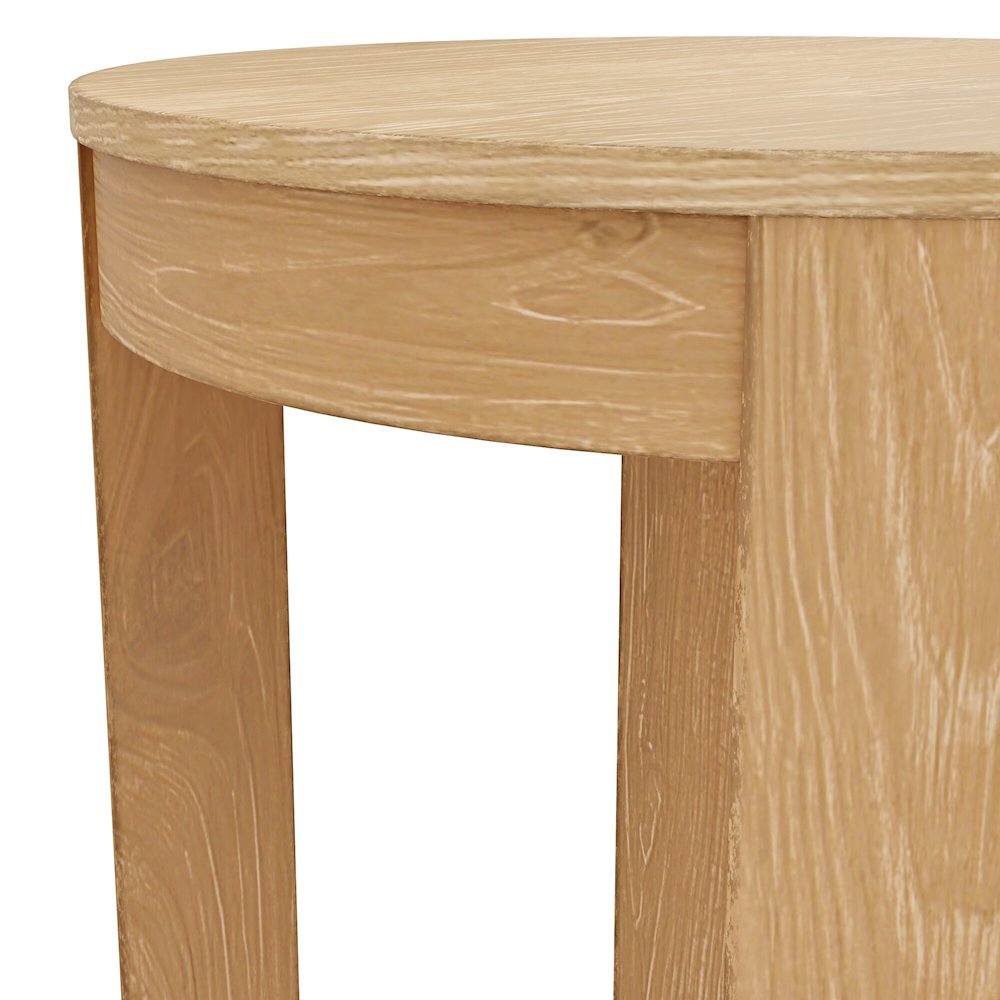 Round End Table, Light Wood Finish, Transitional Style, Single Piece. Picture 5