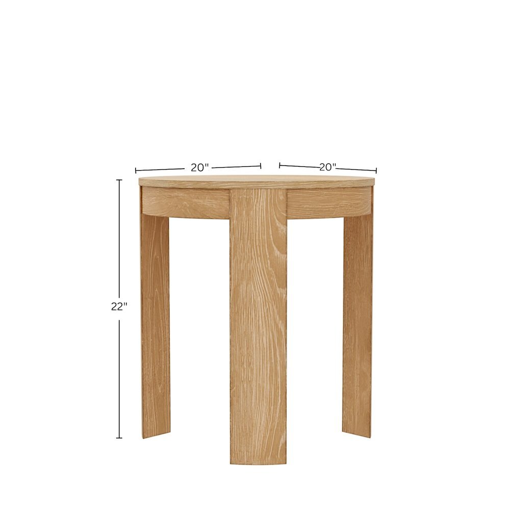 Round End Table, Light Wood Finish, Transitional Style, Single Piece. Picture 8