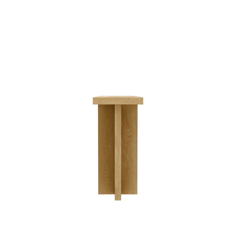 Console Table Warm Wood Finish Modern Rustic Design Single Piece Stand. Picture 5