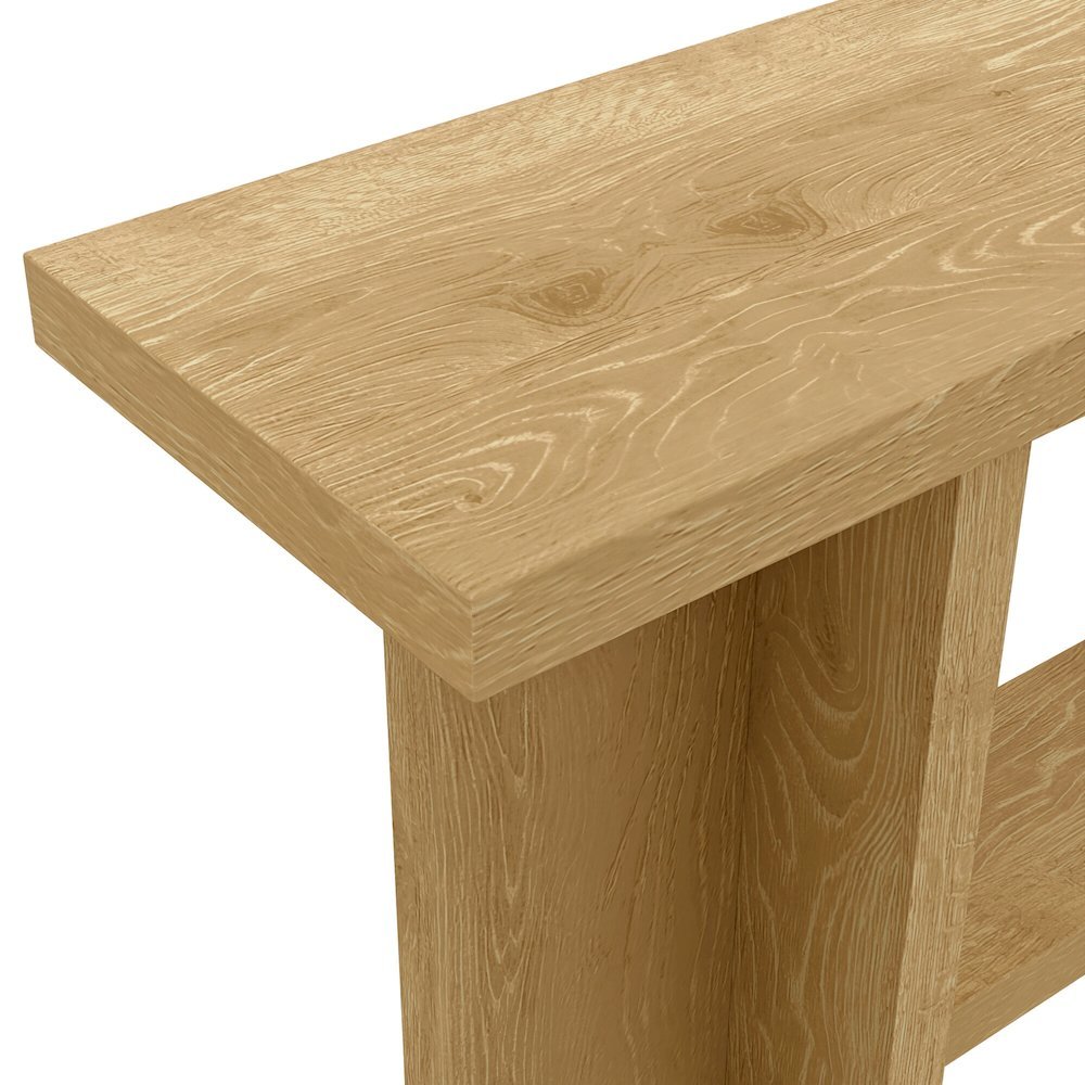 Console Table Warm Wood Finish Modern Rustic Design Single Piece Stand. Picture 7