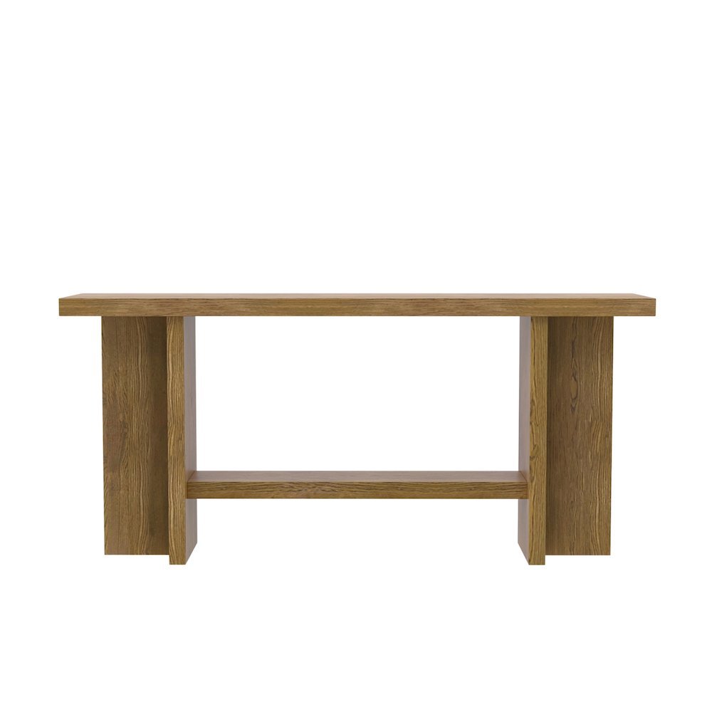 Oak Console Table Modern Rustic Design with Sturdy Construction. Picture 4