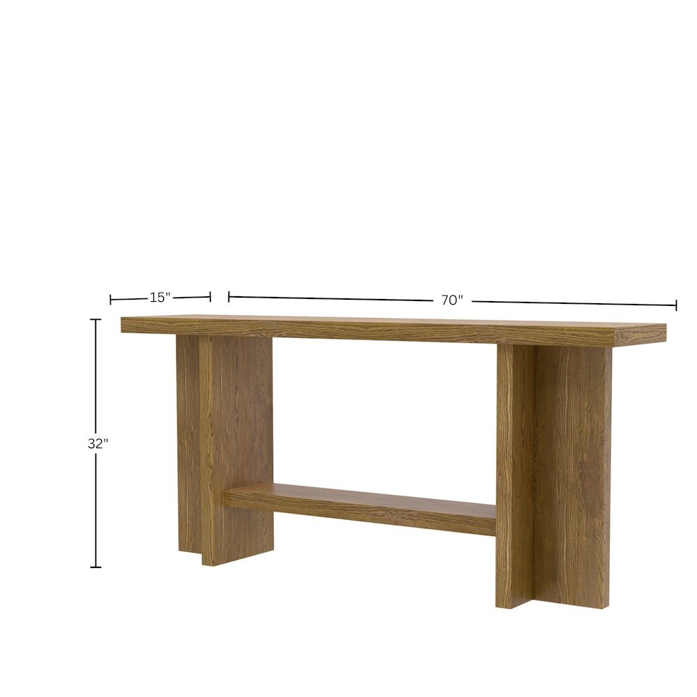 Oak Console Table Modern Rustic Design with Sturdy Construction. Picture 8