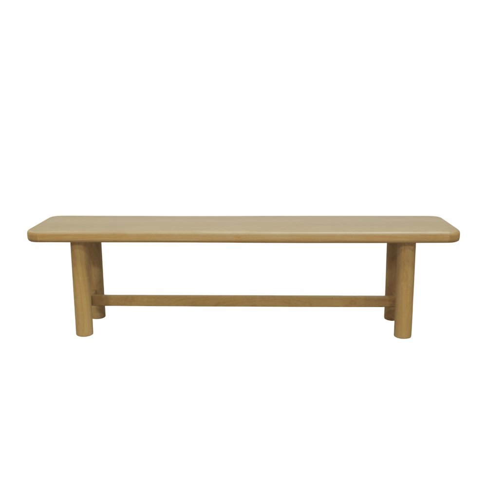 Light Oak Modern Dining Bench with Open Leg Space and Sleek Design. Picture 4