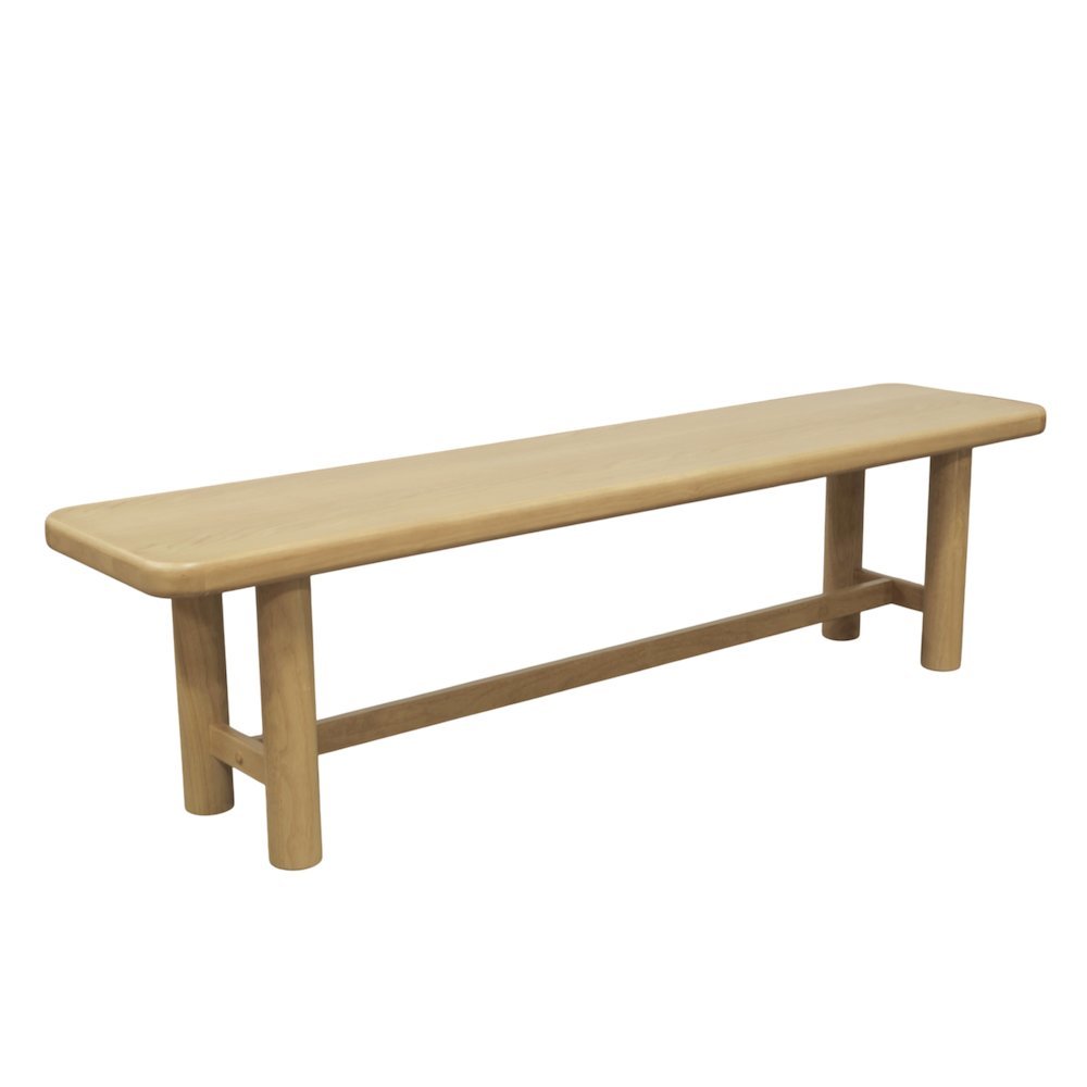 Light Oak Modern Dining Bench with Open Leg Space and Sleek Design. Picture 1