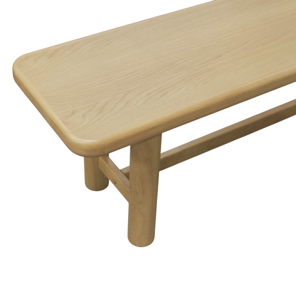 Light Oak Modern Dining Bench with Open Leg Space and Sleek Design. Picture 6