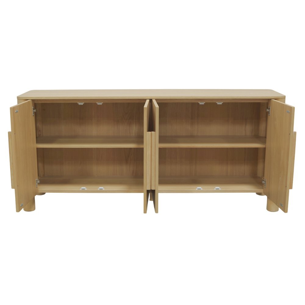 Light Oak Sideboard with Modern Design and Spacious Interior Shelf Storage. Picture 5