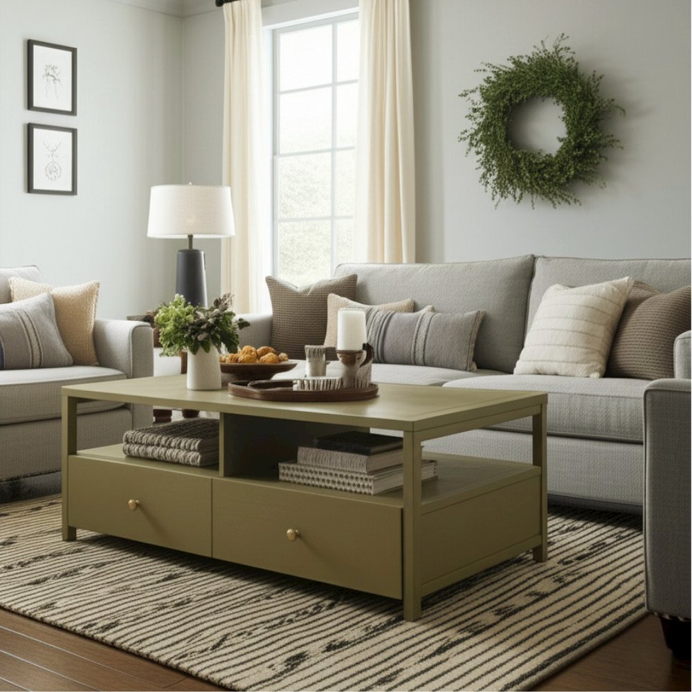 Avery Cocktail Table, Olive Green. Picture 3