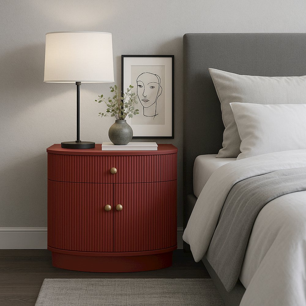 Olivia Nightstand, Burgundy. Picture 2