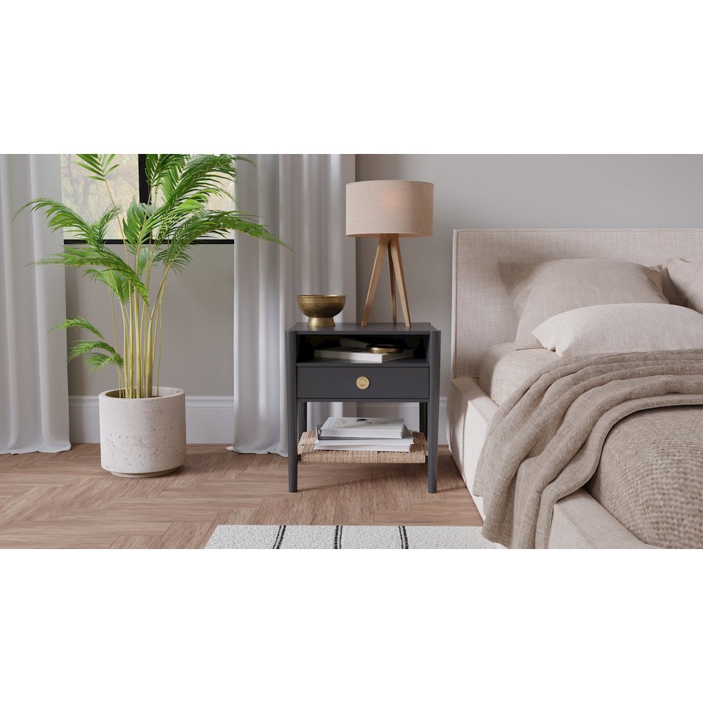 Cleo Nightstand, Charcoal Gray. Picture 6
