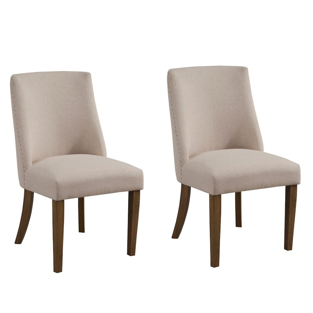 Kensington Set of 2 Upholstered Parson Chairs, Reclaimed Natural. Picture 3