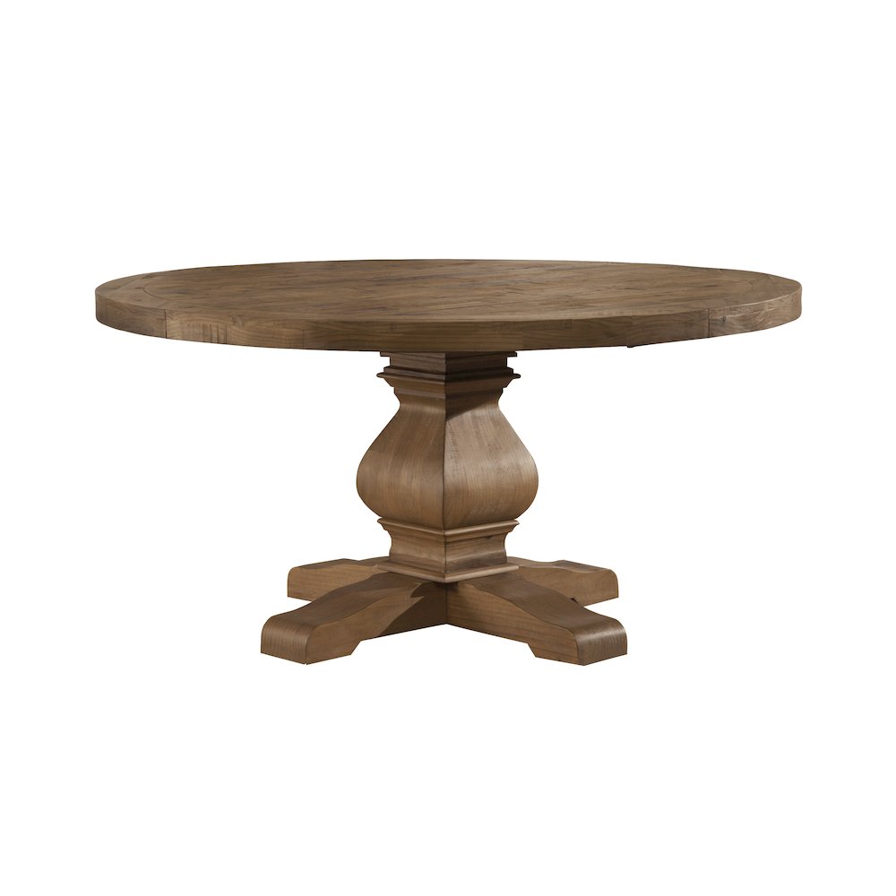 Kensington Round Solid Pine Dining Table, Reclaimed Natural. Picture 1