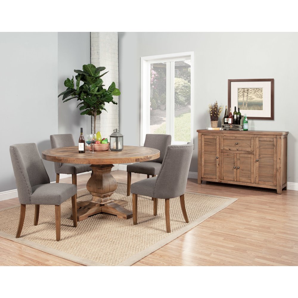 Kensington Round Solid Pine Dining Table, Reclaimed Natural. Picture 3