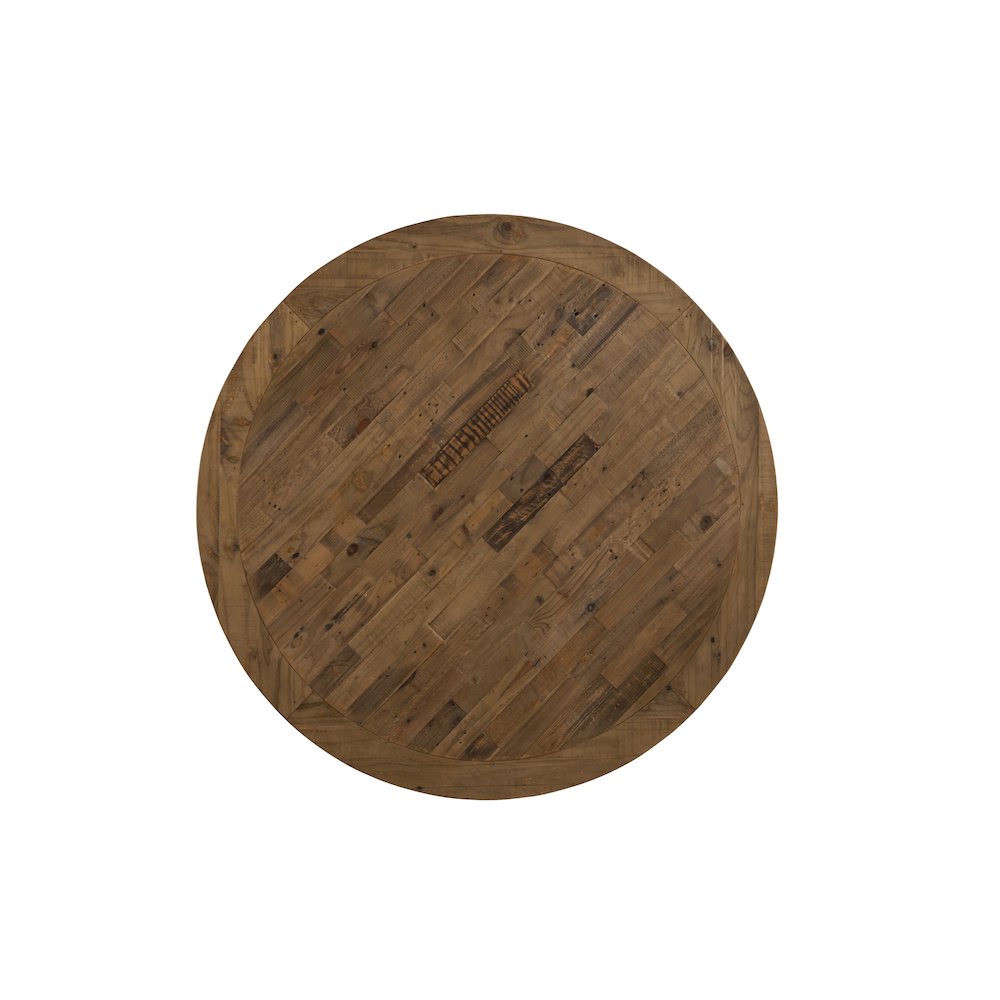 Kensington Round Solid Pine Dining Table, Reclaimed Natural. Picture 4