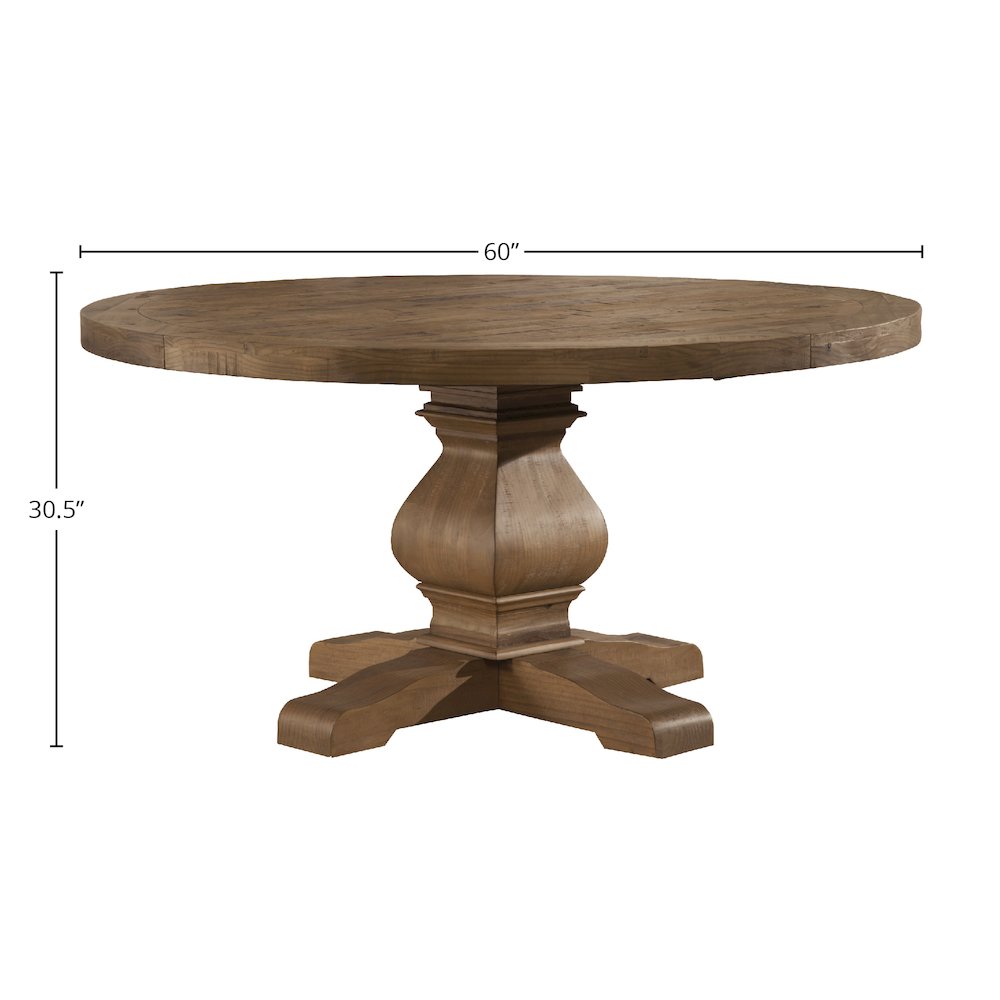 Kensington Round Solid Pine Dining Table, Reclaimed Natural. Picture 3