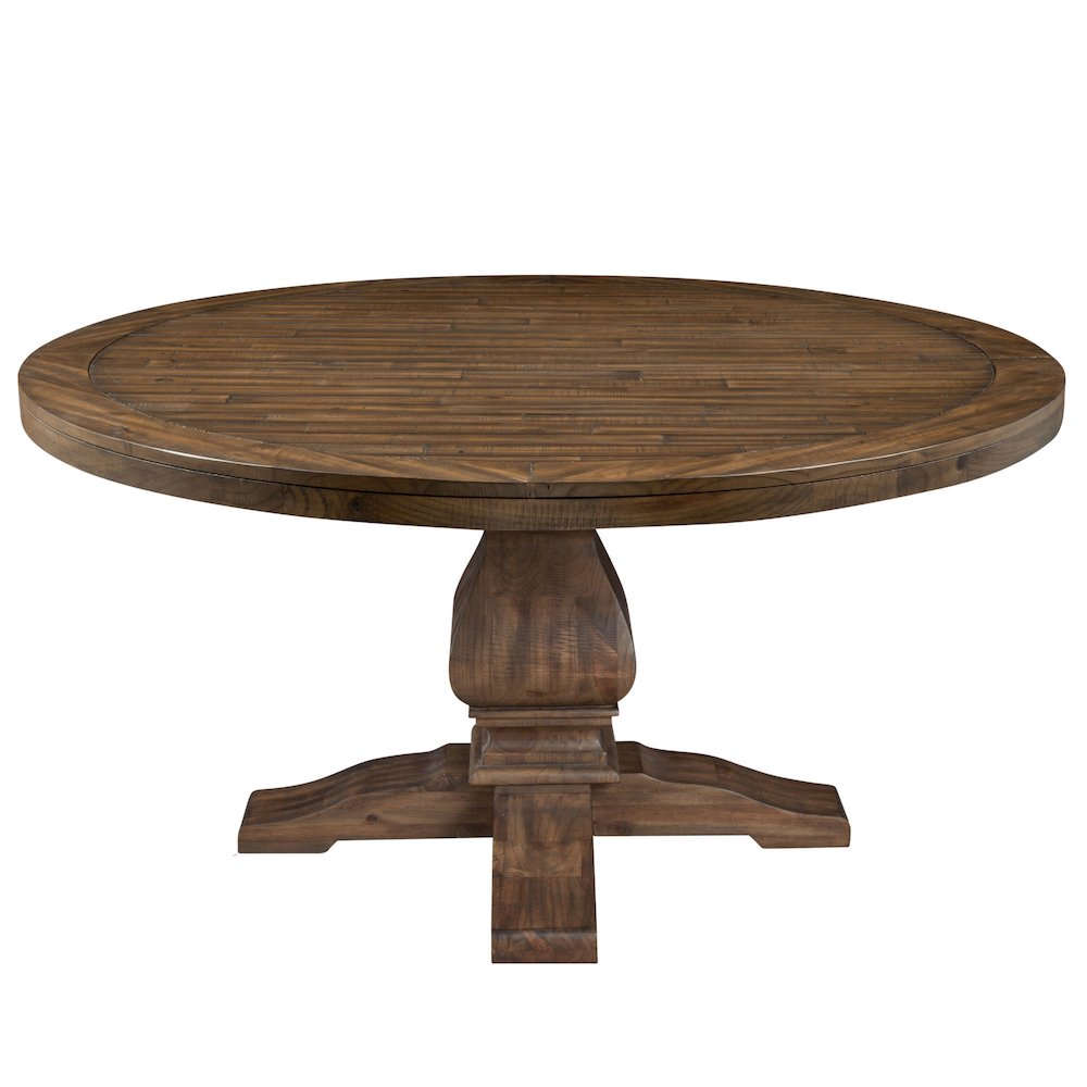Kensington Round Solid Pine Dining Table, Walnut. Picture 3
