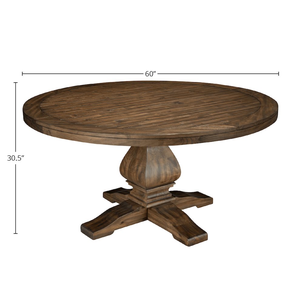 Kensington Round Solid Pine Dining Table, Walnut. Picture 1