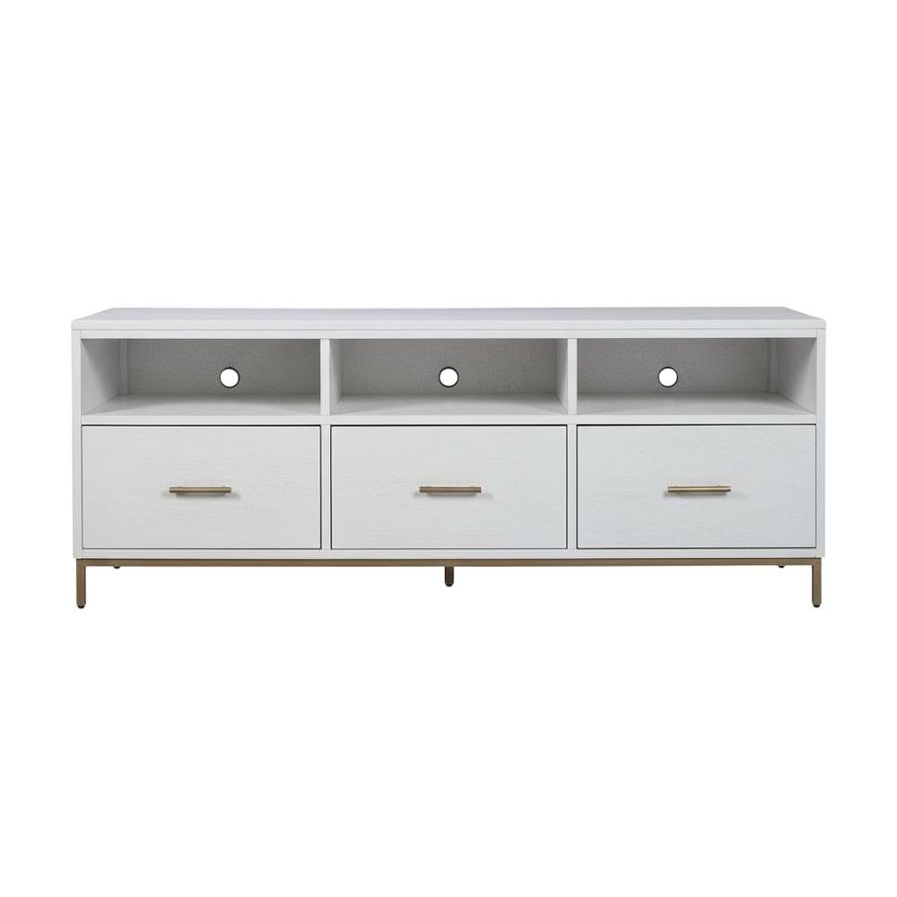 White modern contemporary TV console, mahogany solids, veneer construction. Picture 4