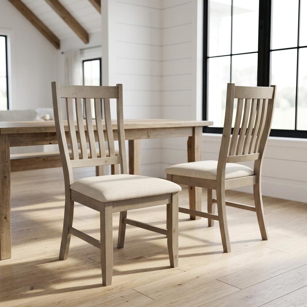 Solid Pine Farmhouse Dining Chairs, Natural, Set of 2. Picture 4
