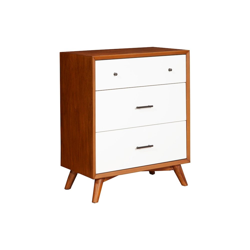 Flynn 3 Drawer Two Tone Small Chest, Acorn/White. Picture 1