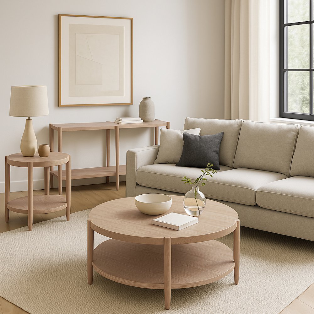 SInclair Round Coffee Table, Natural. Picture 2