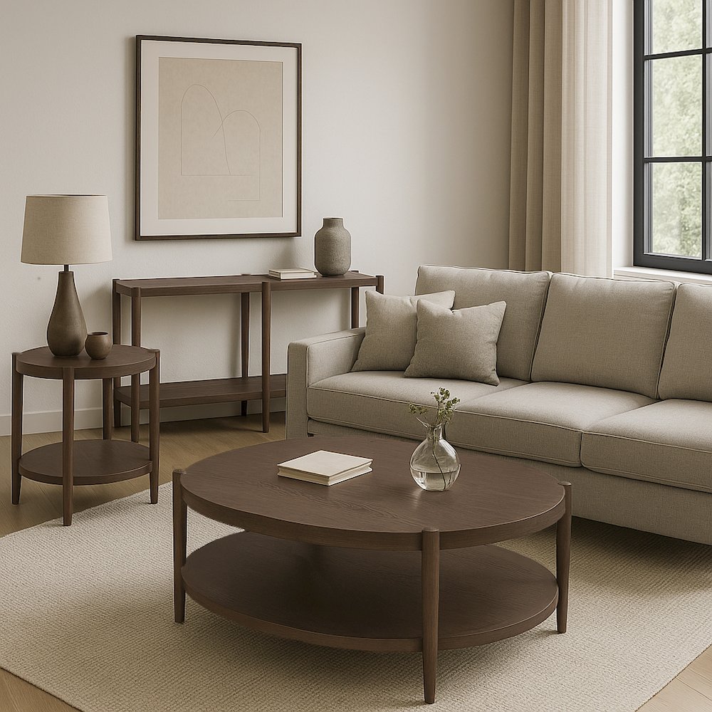 SInclair Round Coffee Table, Walnut. Picture 2