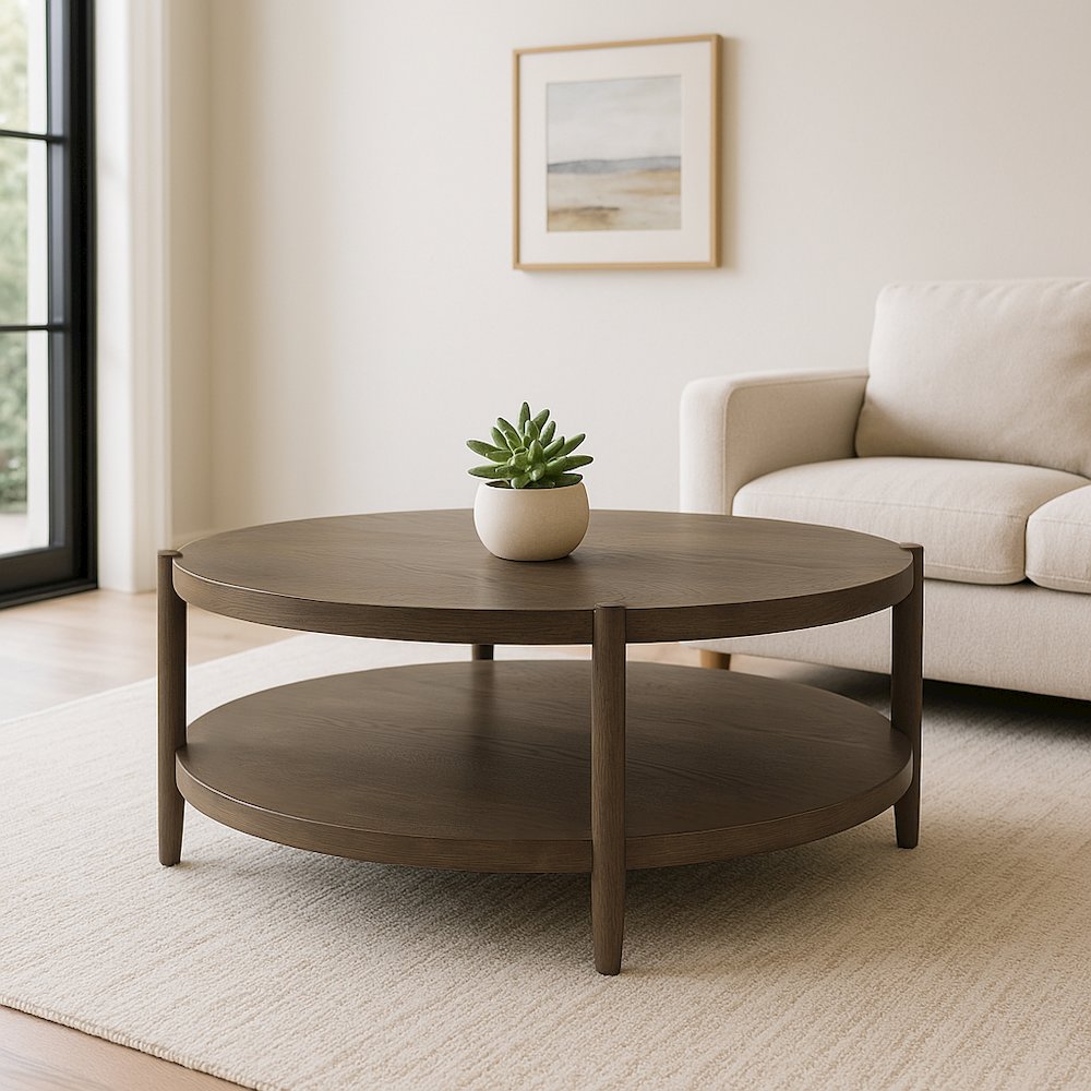 SInclair Round Coffee Table, Walnut. Picture 5