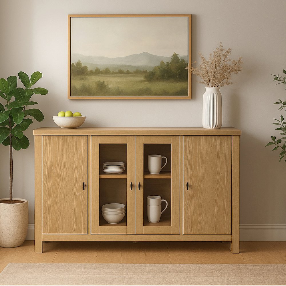 Eleanor Glass & Wood Sideboard. Picture 2