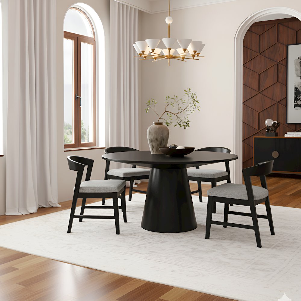 Cove Round 59" Dining Table, Vintage Black. Picture 5