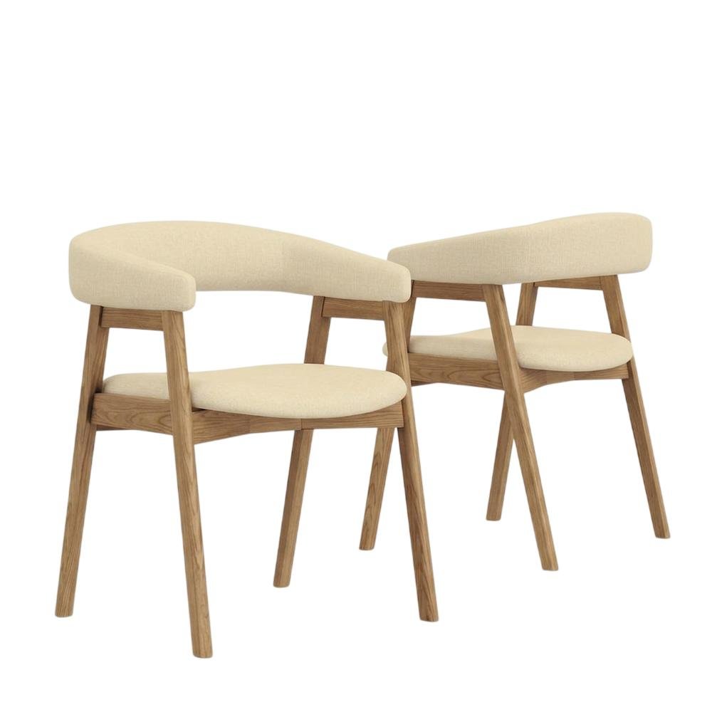 Solid Rubberwood Modern Dining Chairs, Natural, Set of 2. Picture 1