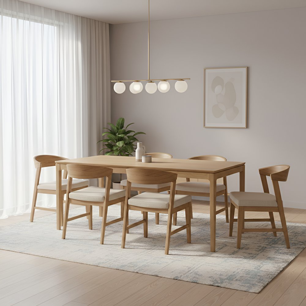 Cove Rectangular Dining Table, Light Oak. Picture 2