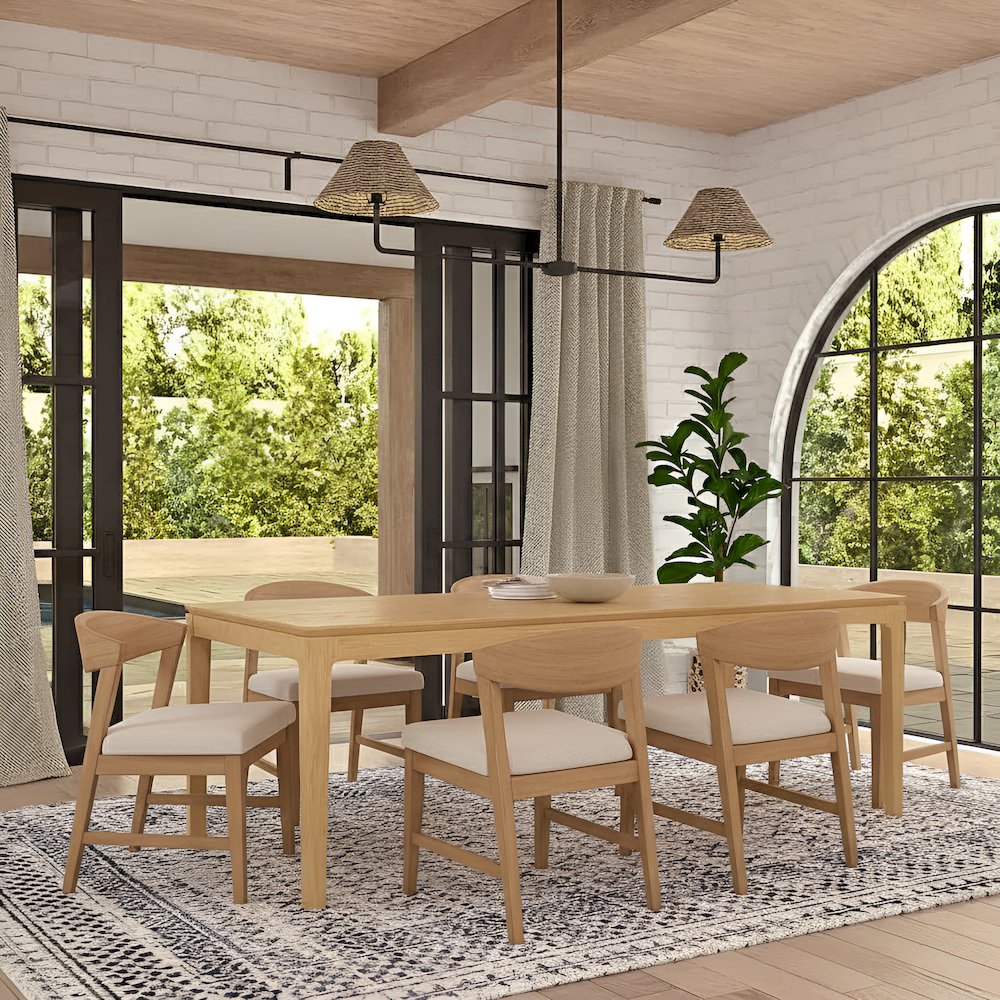 Cove Rectangular Extension Dining Table, Light Oak. Picture 2