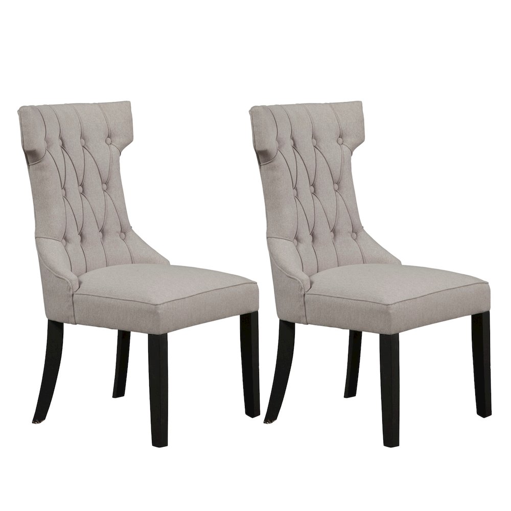 Manchester Set of 2 Upholstered Side Chairs, Light Grey/Black. Picture 9