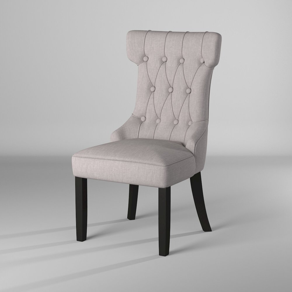 Manchester Set of 2 Upholstered Side Chairs, Light Grey/Black. Picture 3
