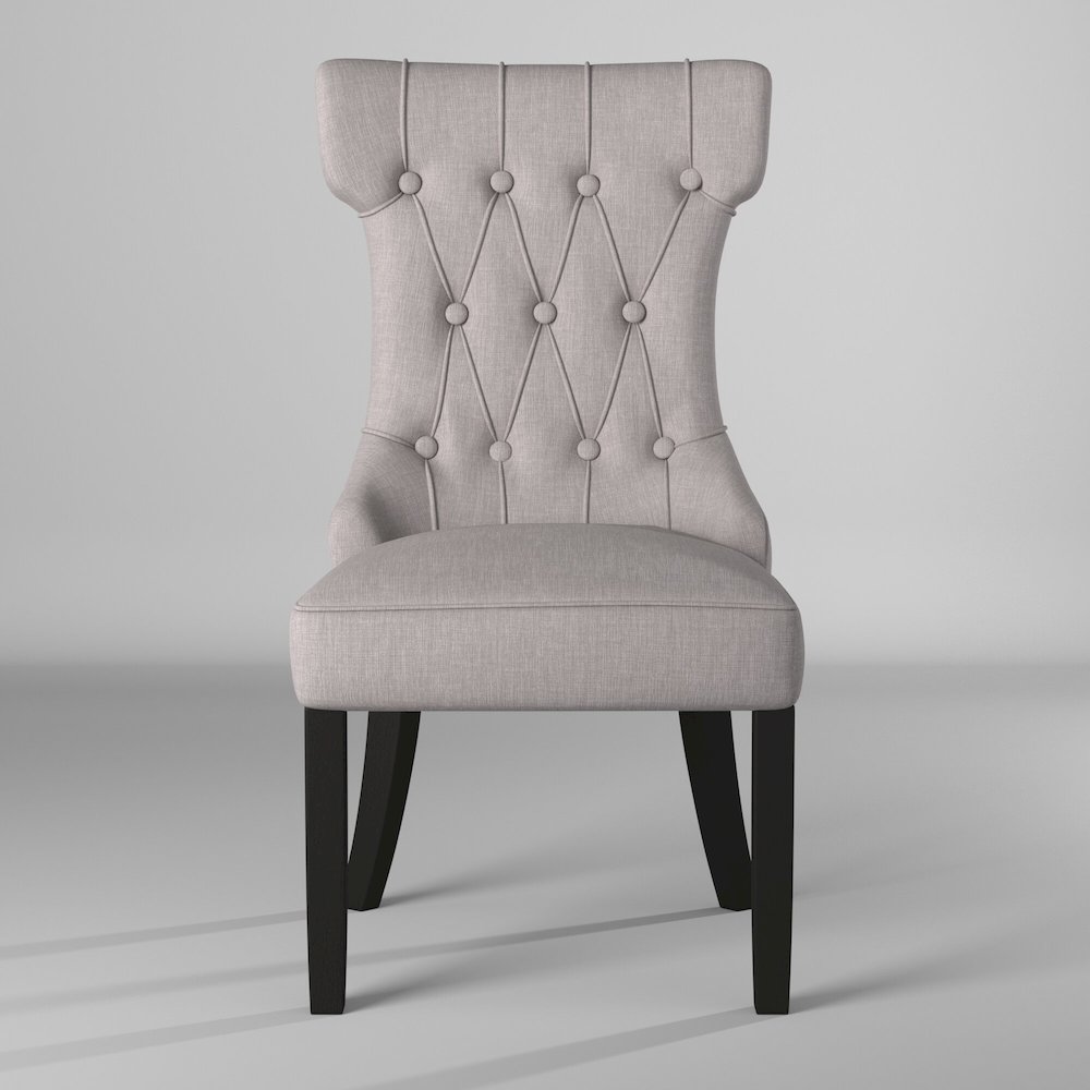 Manchester Set of 2 Upholstered Side Chairs, Light Grey/Black. Picture 6