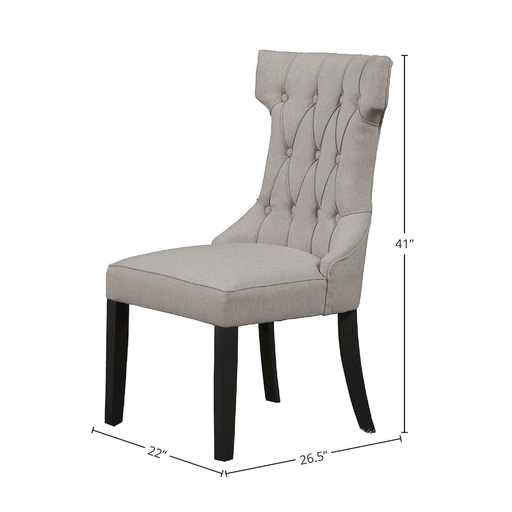 Manchester Set of 2 Upholstered Side Chairs, Light Grey/Black. Picture 3