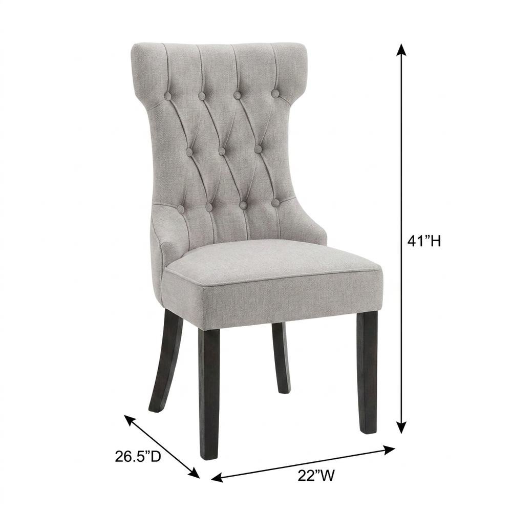 Solid Wood Linen-Upholstered Dining Chairs for Kitchen and Dining Room, Set of 2. Picture 5
