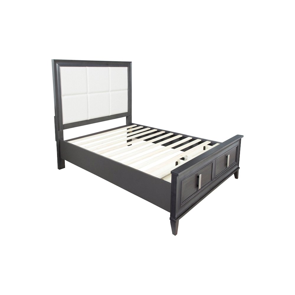 Lorraine Queen Storage Footboard Platform Bed, Dark Grey. Picture 4
