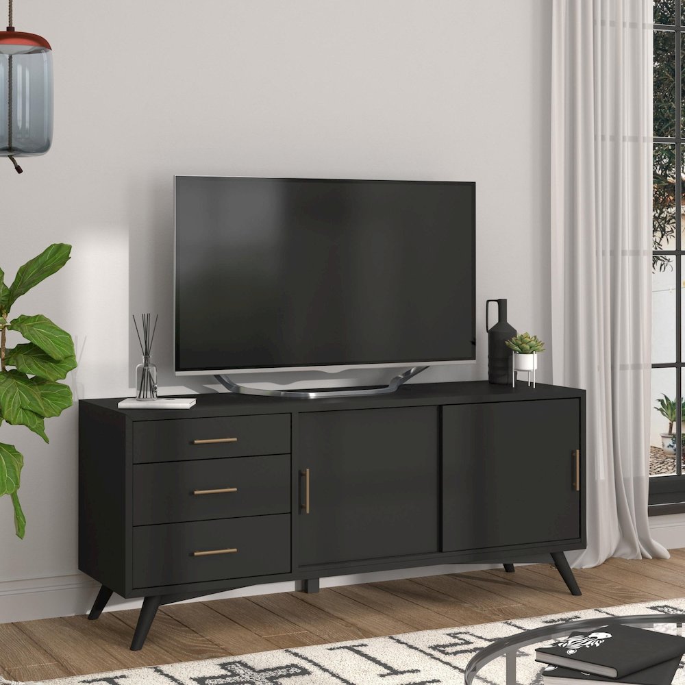 Flynn Large TV Console, Black. Picture 2