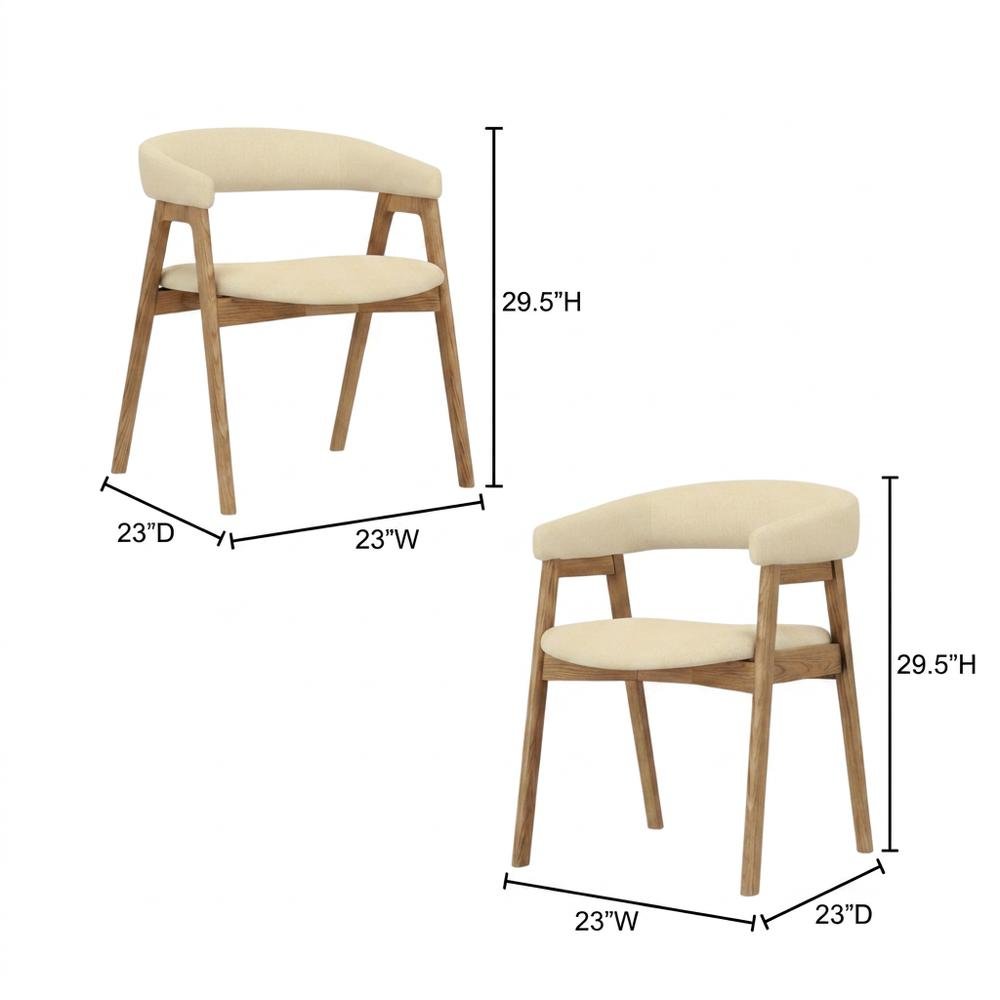 Solid Rubberwood Modern Dining Chairs, Natural, Set of 2. Picture 5