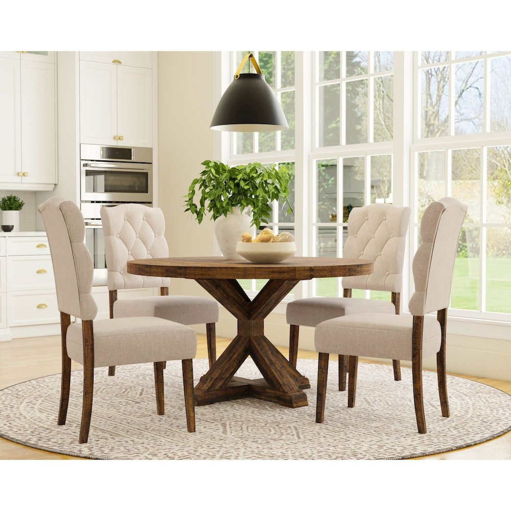 Newberry Round Dining Table, Medium Brown. Picture 2