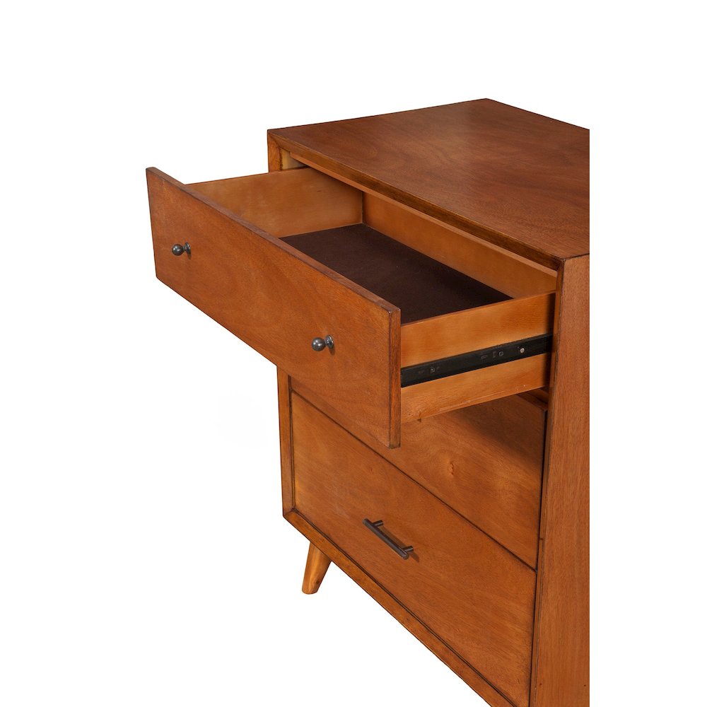 Flynn Mid Century Modern 3 Drawer Small Chest, Acorn. Picture 4