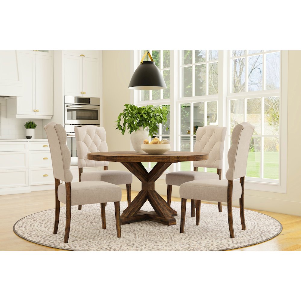 Newberry Round Dining Table, Medium Brown. Picture 2