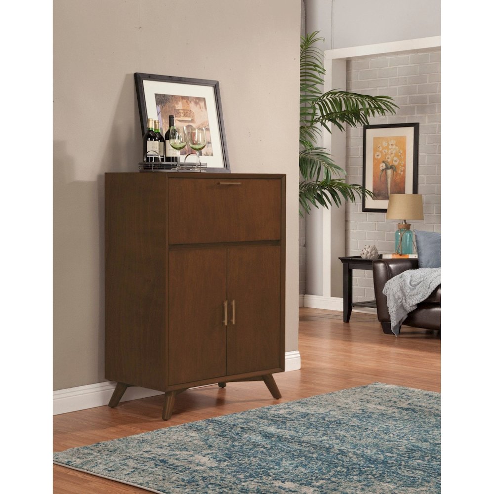 Flynn Large Bar Cabinet w/Drop Down Tray, Walnut. Picture 3