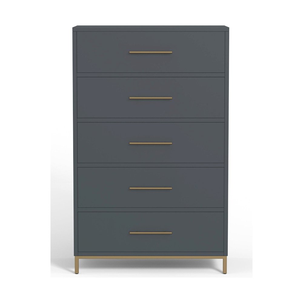 Madelyn Five Drawer Chest, Slate Gray. Picture 1