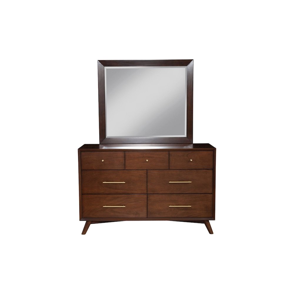 Flynn Mid Century Modern Mirror, Walnut. Picture 6
