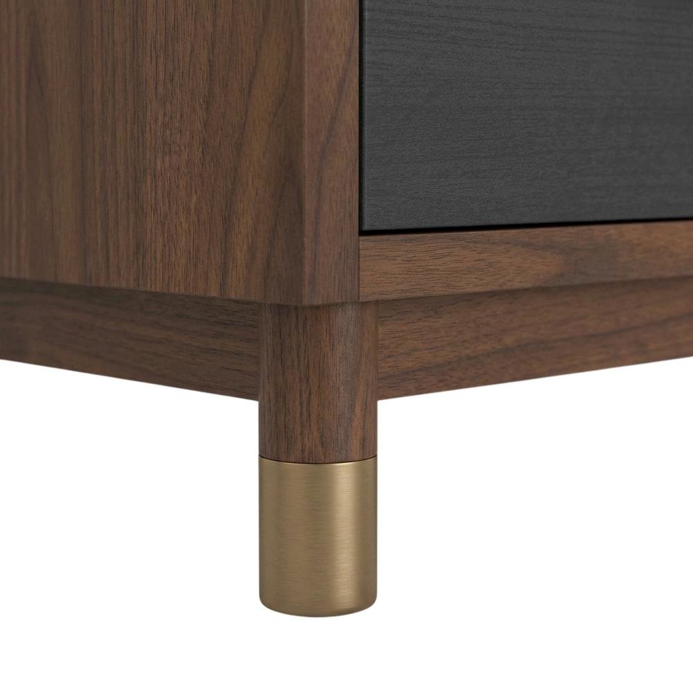 Black Mahogany Solids & Veneer TV Console with 3 Drawers and Modern Design. Picture 6