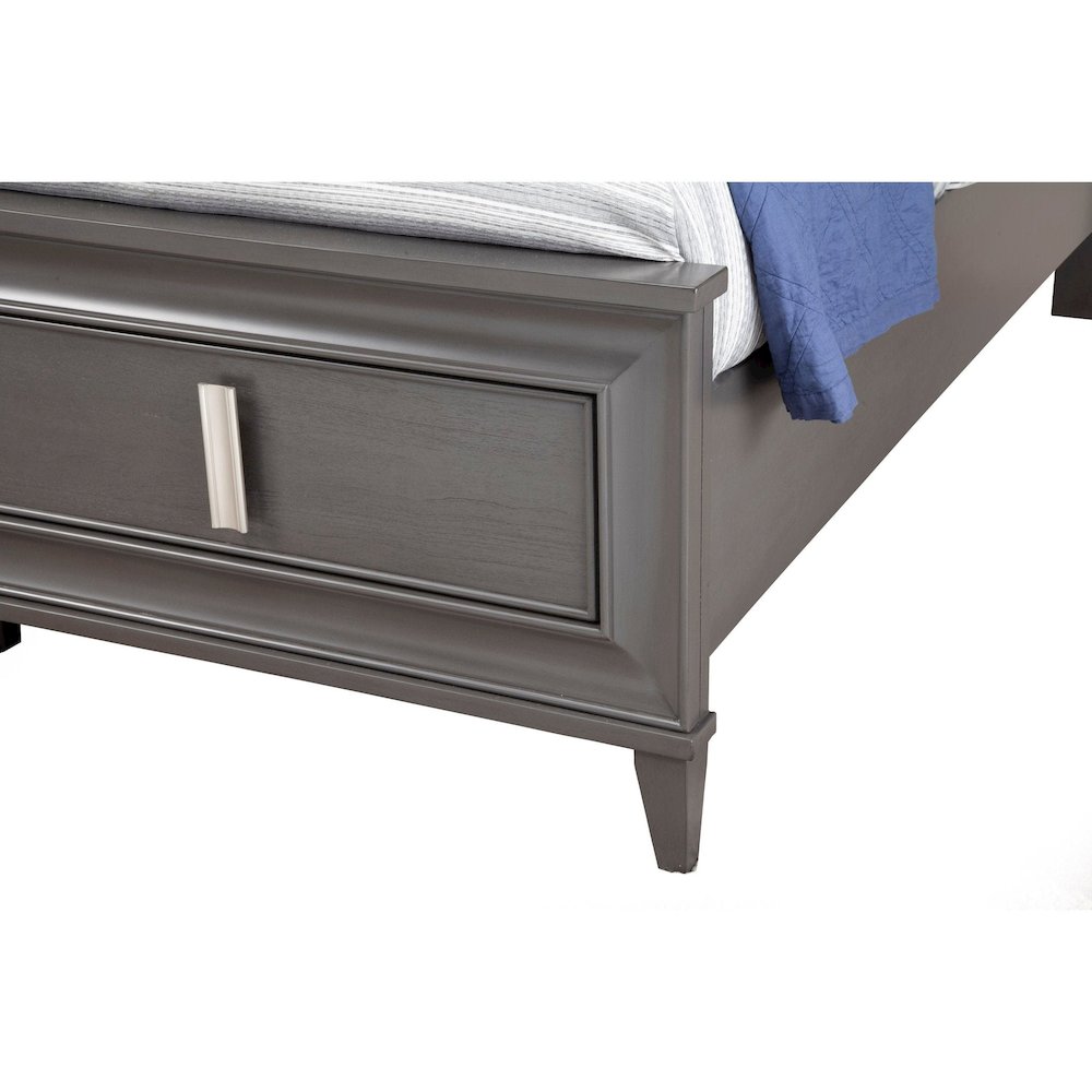 Lorraine Queen Storage Footboard Platform Bed, Dark Grey. Picture 7